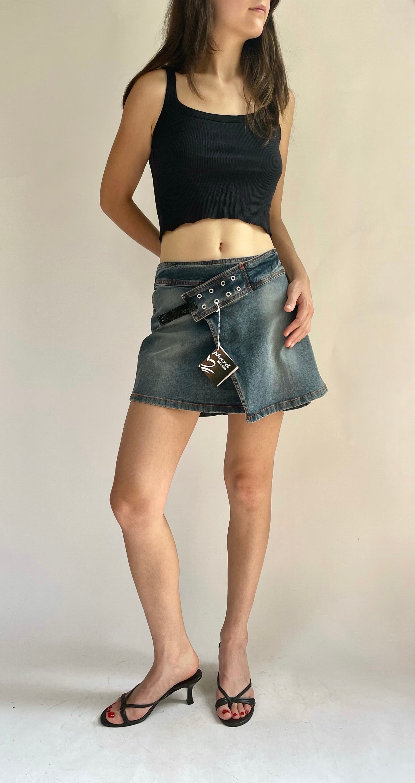 Early 2000s denim skirt with asymmetrical front PHARD