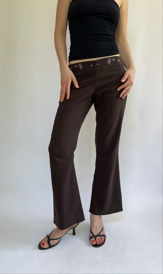 Vintage brown lowrise flared pants by the brand 725