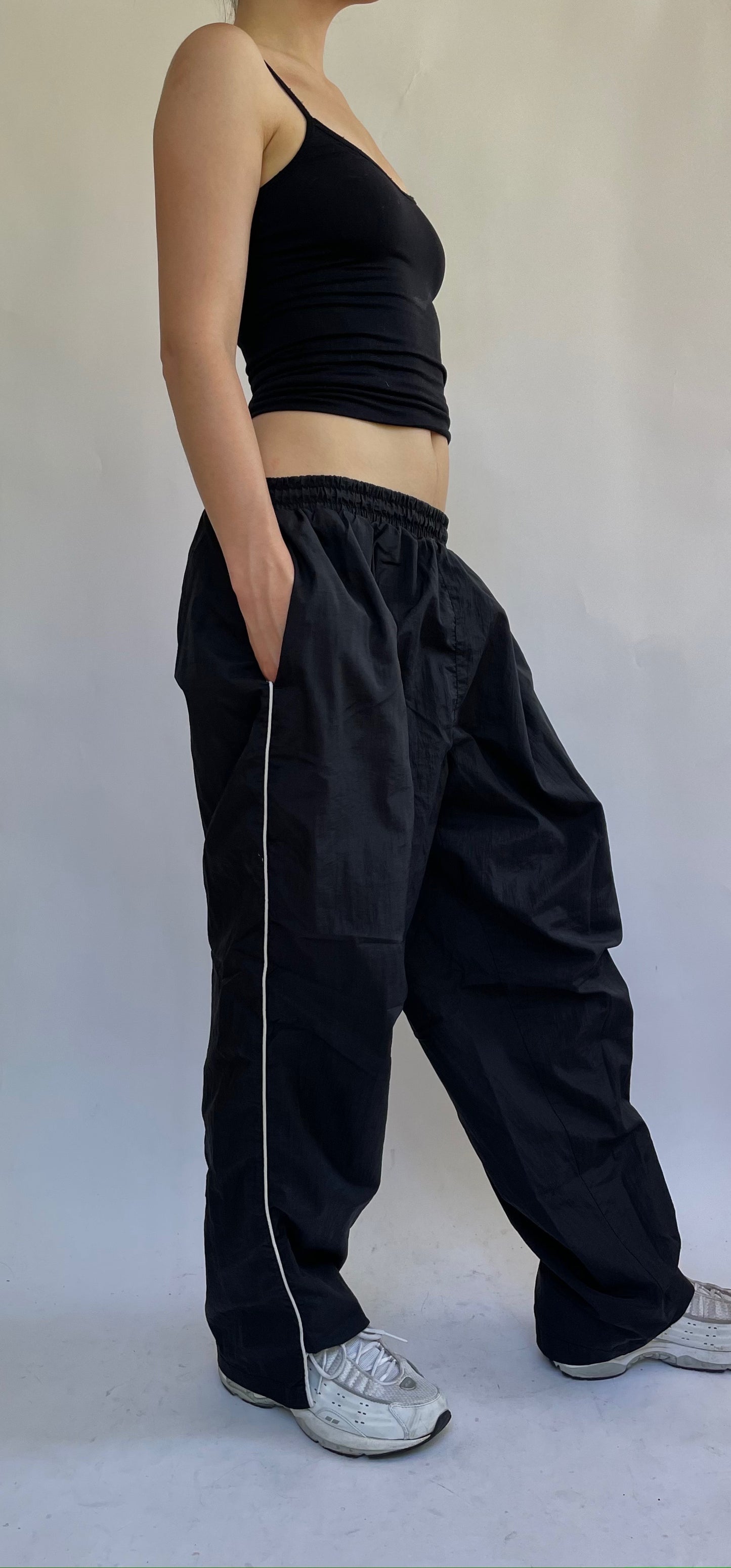 vintage track pants with white stripe